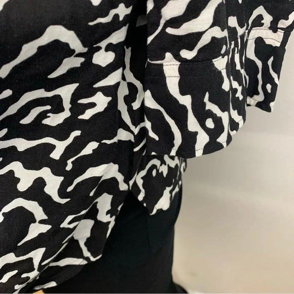 East 5th‎ Womans Blouse Top Size 3X  Linen Rayon Black White Zebra Print  Button - Picture 3 of 12